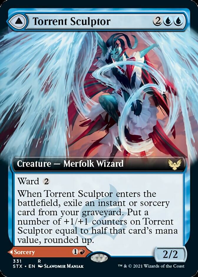Torrent Sculptor // Flamethrower Sonata (Extended) [Strixhaven: School of Mages] | Cards and Coasters CA