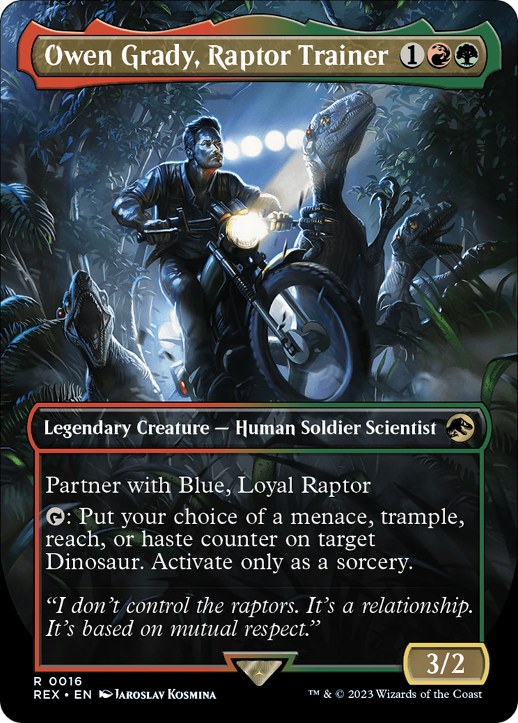 Owen Grady, Raptor Trainer (Borderless) [Jurassic World Collection] | Cards and Coasters CA