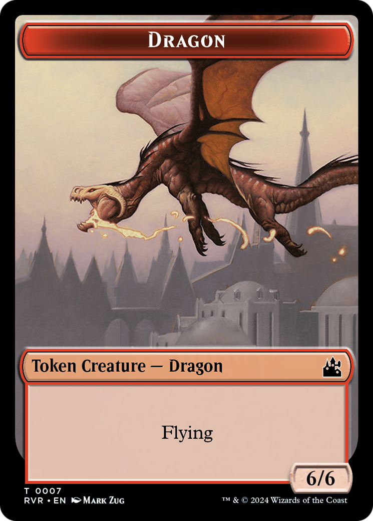 Spirit (0018) // Dragon Double-Sided Token [Ravnica Remastered Tokens] | Cards and Coasters CA