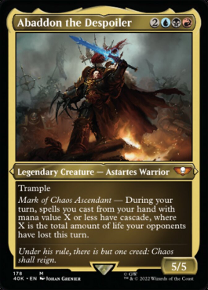 Abaddon the Despoiler (Display Commander) (Surge Foil) [Universes Beyond: Warhammer 40,000] | Cards and Coasters CA