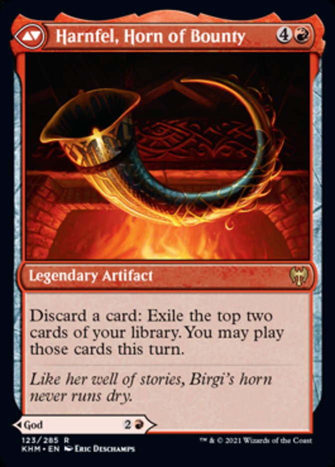 Birgi, God of Storytelling // Harnfel, Horn of Bounty [Kaldheim] | Cards and Coasters CA