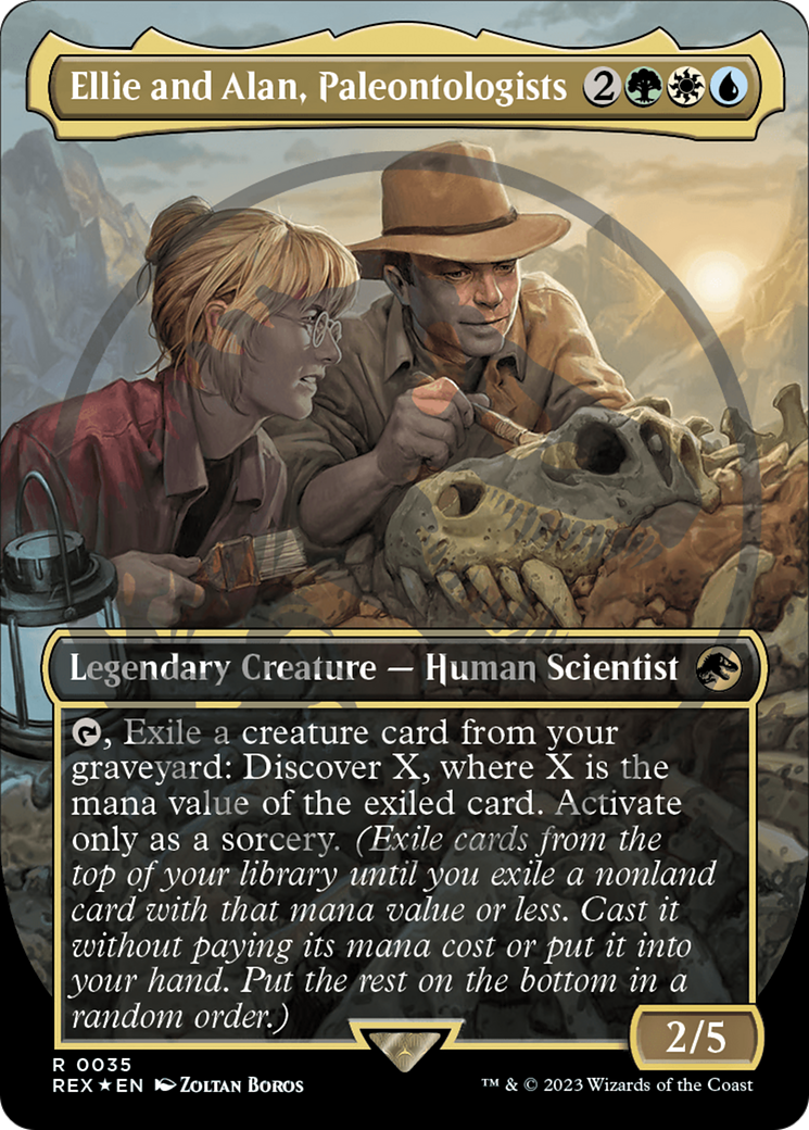 Ellie and Alan, Paleontologists Emblem (Borderless) [Jurassic World Collection Tokens] | Cards and Coasters CA