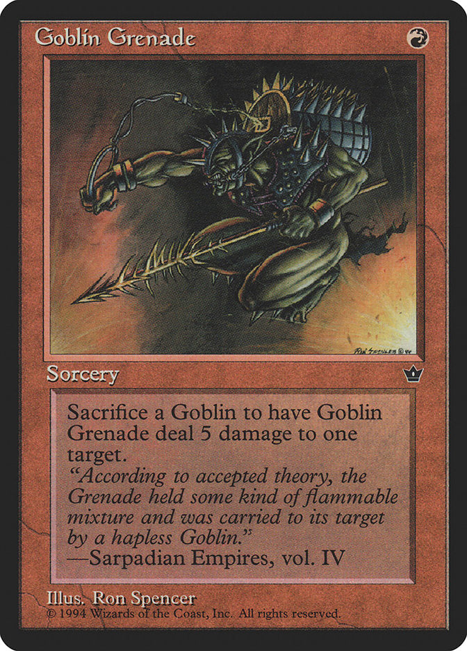 Goblin Grenade (Ron Spencer) [Fallen Empires] | Cards and Coasters CA