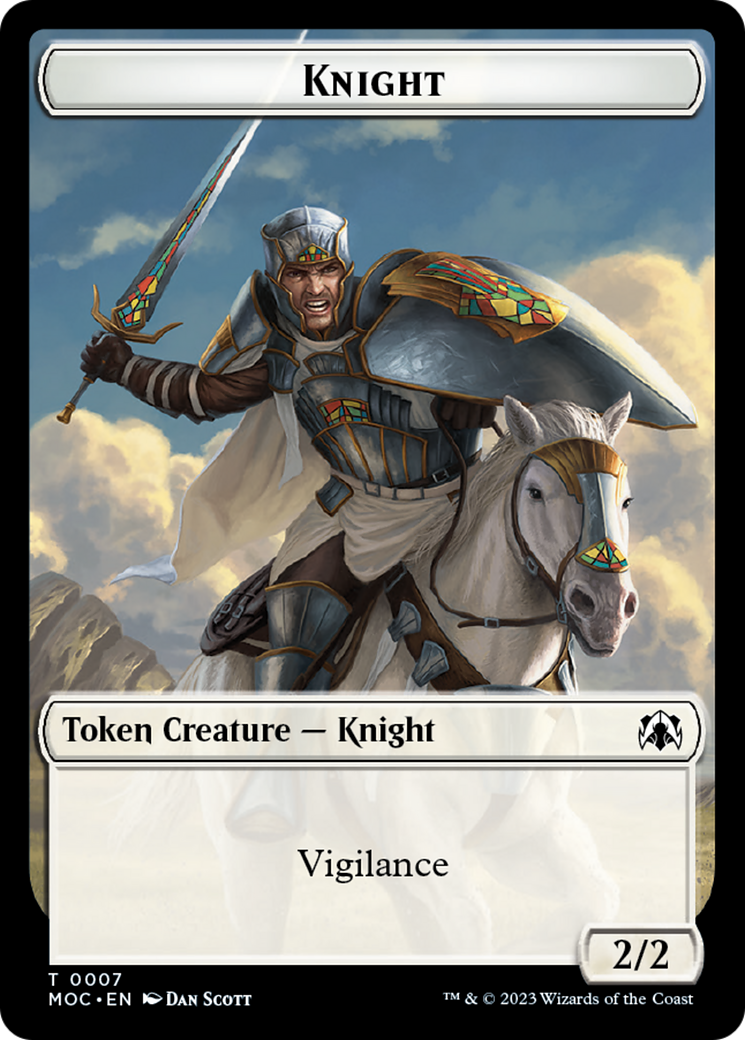 Knight (7) // Spirit (14) Double-Sided Token [March of the Machine Commander Tokens] | Cards and Coasters CA