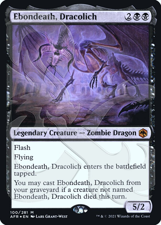 Ebondeath, Dracolich (Ampersand Promo) [Dungeons & Dragons: Adventures in the Forgotten Realms Promos] | Cards and Coasters CA