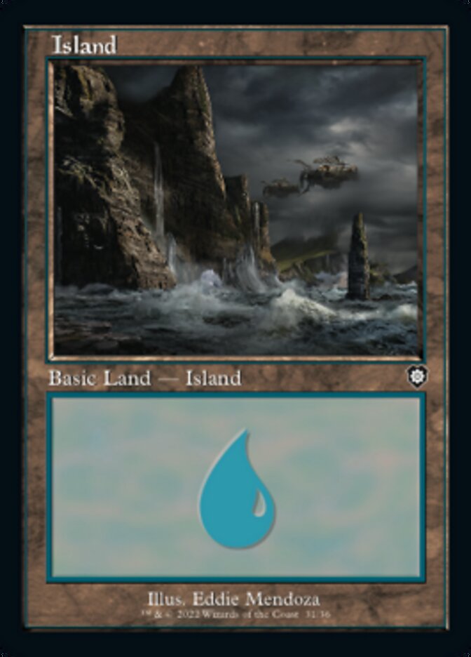 Island (031) (Retro) [The Brothers' War Commander] | Cards and Coasters CA