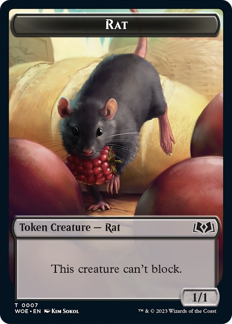 Rat // Food (0012) Double-Sided Token [Wilds of Eldraine Tokens] | Cards and Coasters CA