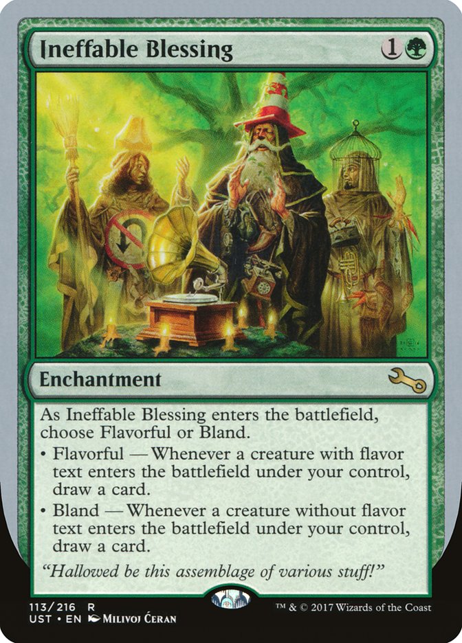Ineffable Blessing ("choose Flavorful or Bland") [Unstable] | Cards and Coasters CA