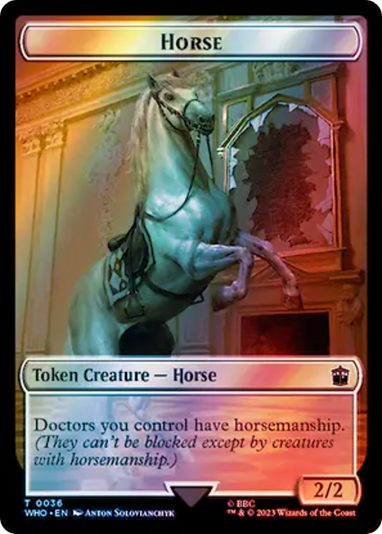 Horse // Clue (0053) Double-Sided Token (Surge Foil) [Doctor Who Tokens] | Cards and Coasters CA