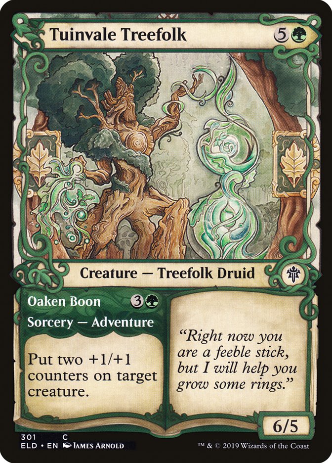 Tuinvale Treefolk // Oaken Boon (Showcase) [Throne of Eldraine] | Cards and Coasters CA