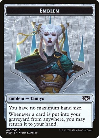 Emblem - Tamiyo, the Moon Sage [Mythic Edition Tokens] | Cards and Coasters CA