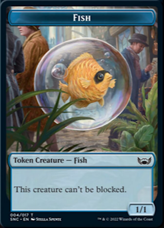 Clue // Fish Double-sided Token [Streets of New Capenna Commander Tokens] | Cards and Coasters CA