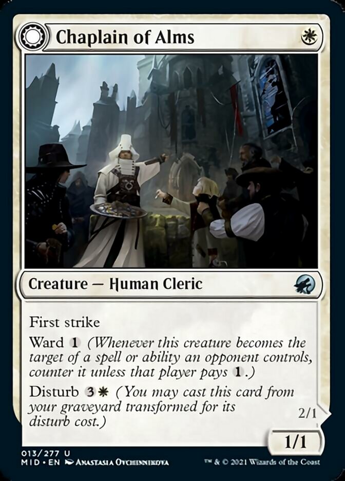 Chaplain of Alms // Chapel Shieldgeist [Innistrad: Midnight Hunt] | Cards and Coasters CA