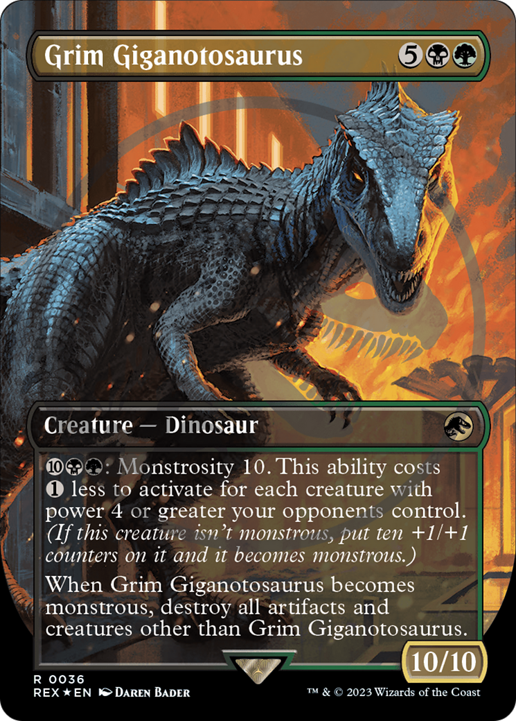 Grim Giganotosaurus Emblem (Borderless) [Jurassic World Collection Tokens] | Cards and Coasters CA