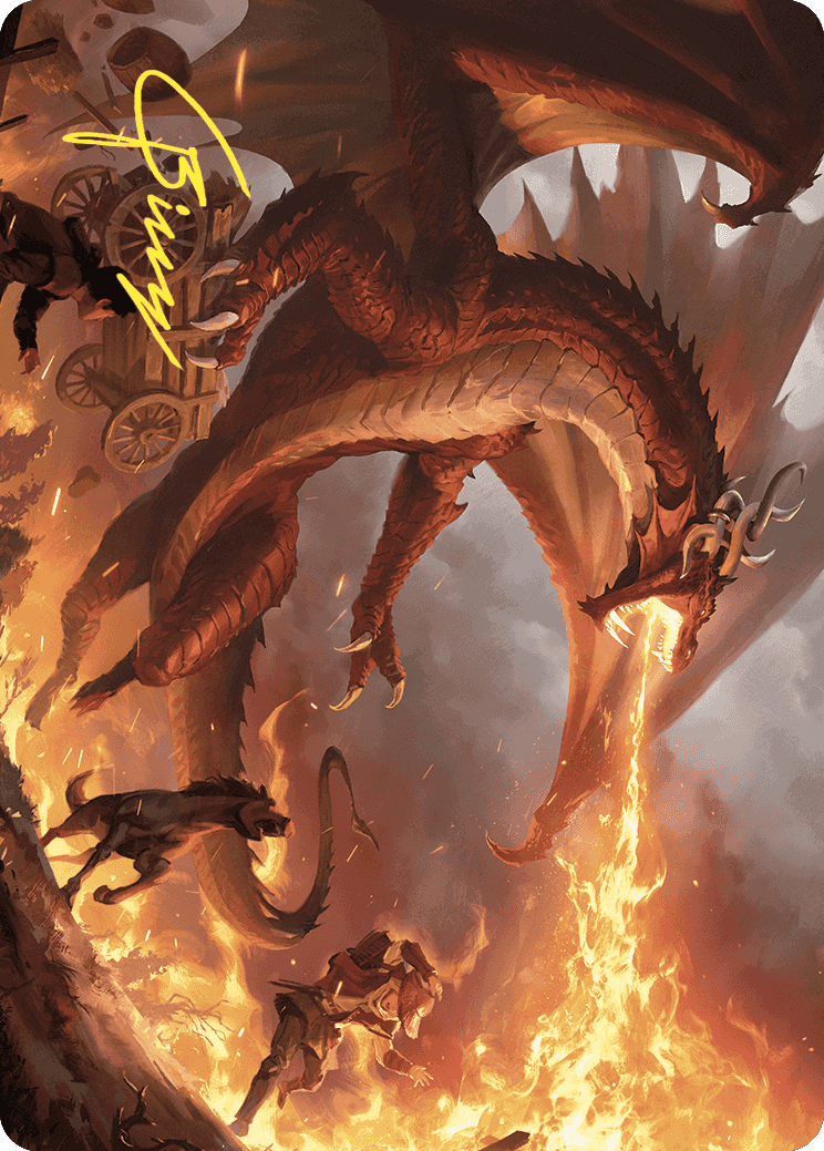 Realm-Scorcher Hellkite Art Card (Gold-Stamped Signature) [Wilds of Eldraine Art Series] | Cards and Coasters CA