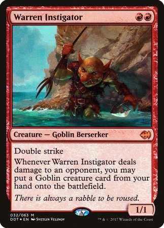 Warren Instigator [Duel Decks: Merfolk vs. Goblins] | Cards and Coasters CA