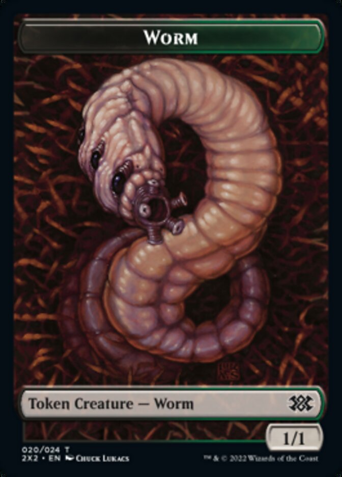 Worm // Aven Initiate Double-sided Token [Double Masters 2022 Tokens] | Cards and Coasters CA
