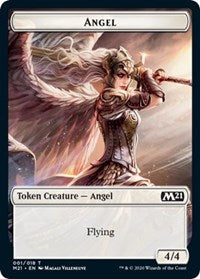 Angel // Saproling Double-sided Token [Core Set 2021 Tokens] | Cards and Coasters CA