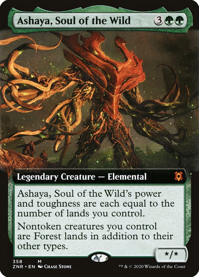 Ashaya, Soul of the Wild (Extended Art) [Zendikar Rising] | Cards and Coasters CA