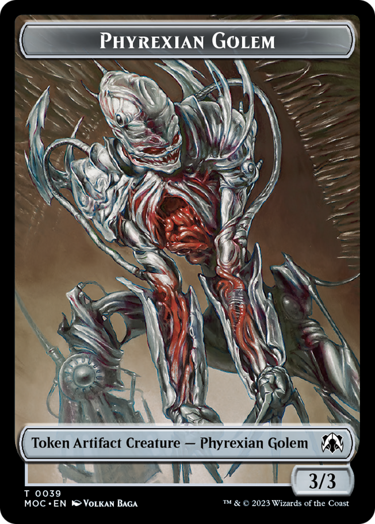 Phyrexian Golem // Construct Double-Sided Token [March of the Machine Commander Tokens] | Cards and Coasters CA