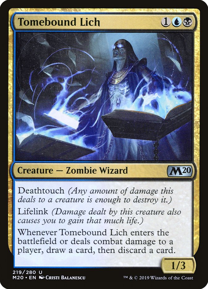Tomebound Lich [Core Set 2020] | Cards and Coasters CA