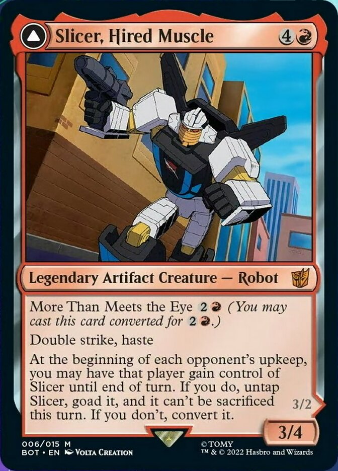 Slicer, Hired Muscle // Slicer, High-Speed Antagonist [Universes Beyond: Transformers] | Cards and Coasters CA