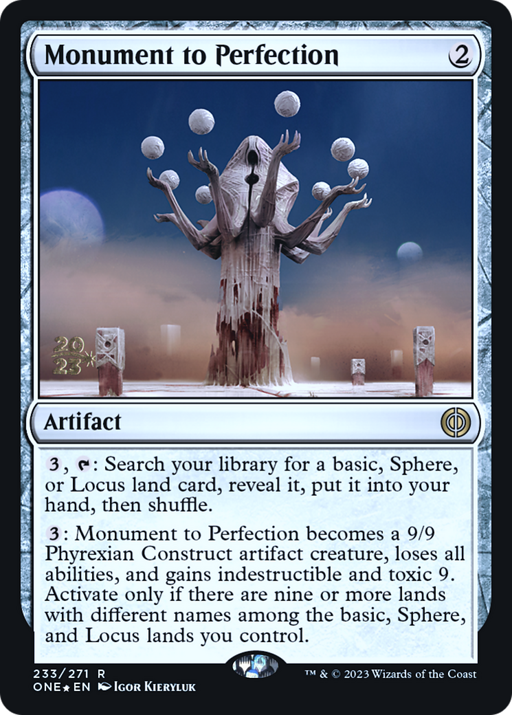 Monument to Perfection [Phyrexia: All Will Be One Prerelease Promos] | Cards and Coasters CA