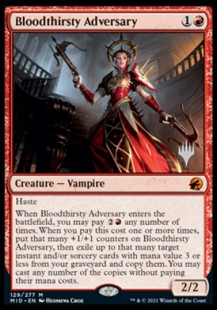 Bloodthirsty Adversary (Promo Pack) [Innistrad: Midnight Hunt Promos] | Cards and Coasters CA