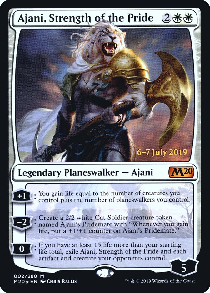 Ajani, Strength of the Pride  [Core Set 2020 Prerelease Promos] | Cards and Coasters CA