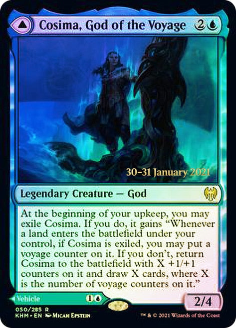 Cosima, God of the Voyage // The Omenkeel  [Kaldheim Prerelease Promos] | Cards and Coasters CA