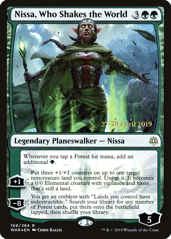 Nissa, Who Shakes the World  [War of the Spark Prerelease Promos] | Cards and Coasters CA