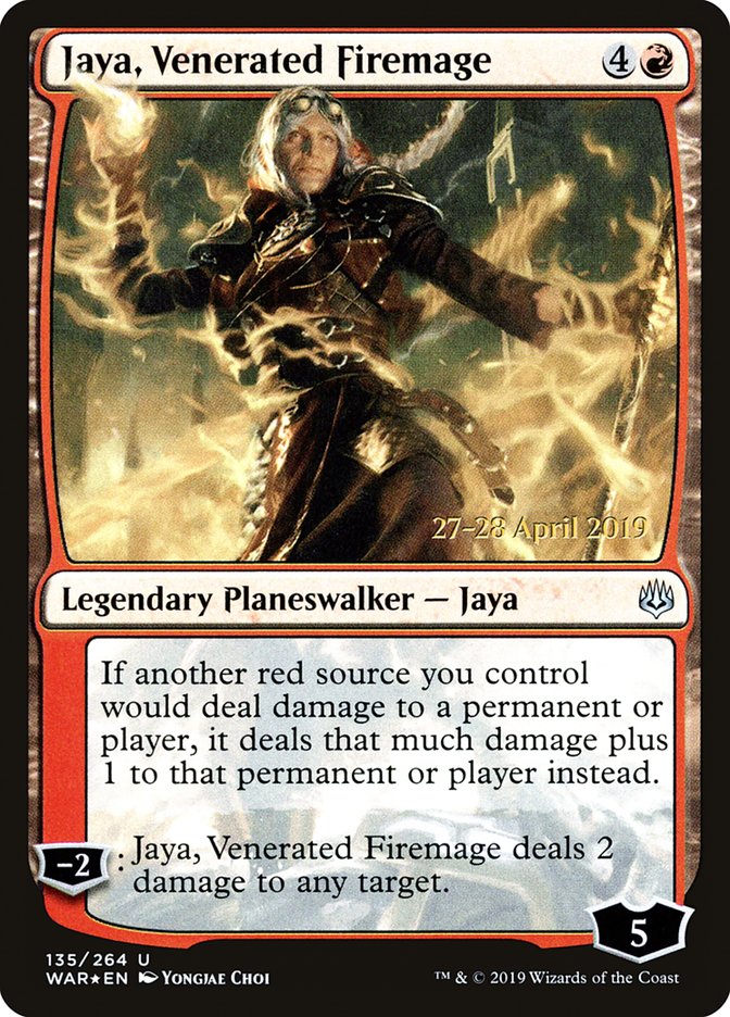 Jaya, Venerated Firemage  [War of the Spark Prerelease Promos] | Cards and Coasters CA