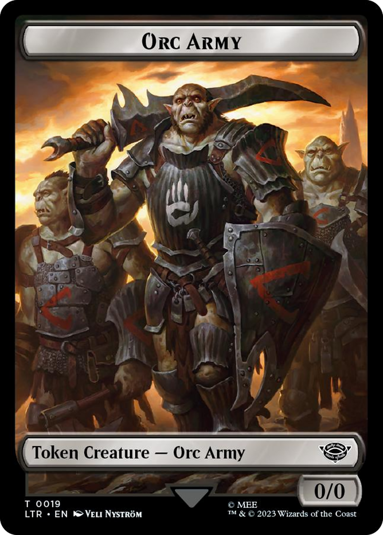 Orc Army (0019) // Food (0023) Double-Sided Token (Surge Foil) [The Lord of the Rings: Tales of Middle-Earth Tokens] | Cards and Coasters CA