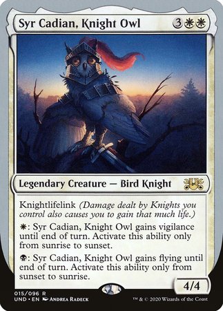 Syr Cadian, Knight Owl [Unsanctioned] | Cards and Coasters CA