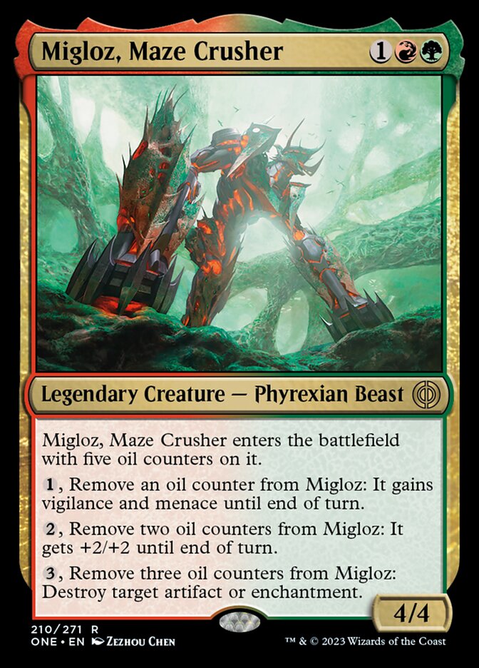 Migloz, Maze Crusher [Phyrexia: All Will Be One] | Cards and Coasters CA