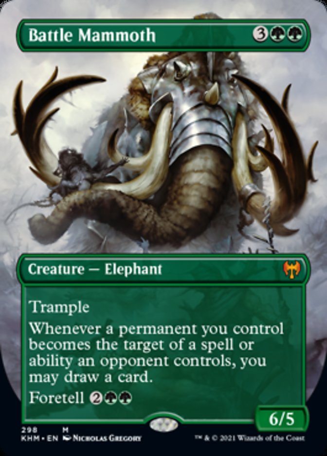 Battle Mammoth (Borderless Alternate Art) [Kaldheim] | Cards and Coasters CA