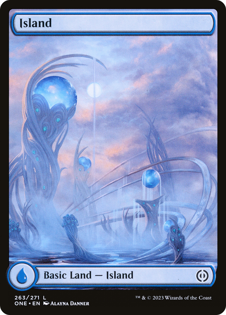 Island (263) (Full-Art) [Phyrexia: All Will Be One] | Cards and Coasters CA
