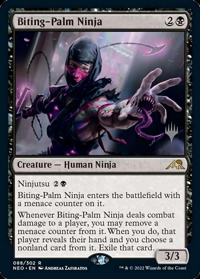 Biting-Palm Ninja (Promo Pack) [Kamigawa: Neon Dynasty Promos] | Cards and Coasters CA