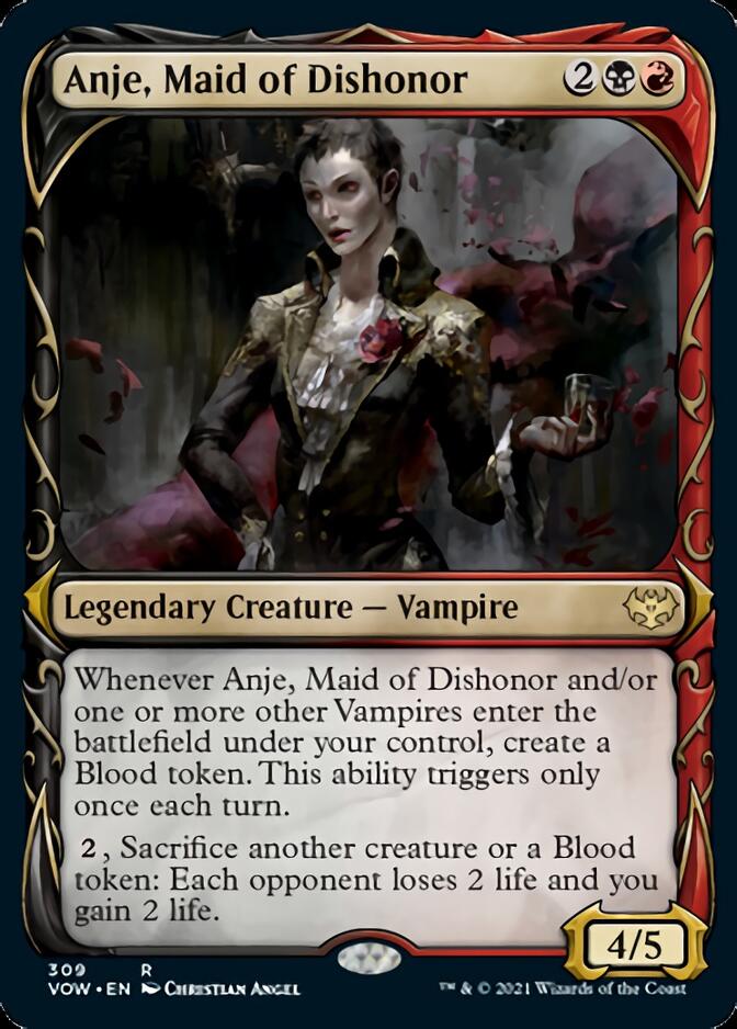 Anje, Maid of Dishonor (Showcase Fang Frame) [Innistrad: Crimson Vow] | Cards and Coasters CA