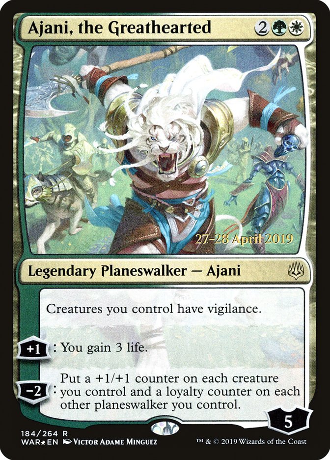 Ajani, the Greathearted  [War of the Spark Prerelease Promos] | Cards and Coasters CA