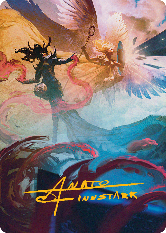 Drana and Linvala Art Card (Gold-Stamped Signature) [March of the Machine Art Series] | Cards and Coasters CA