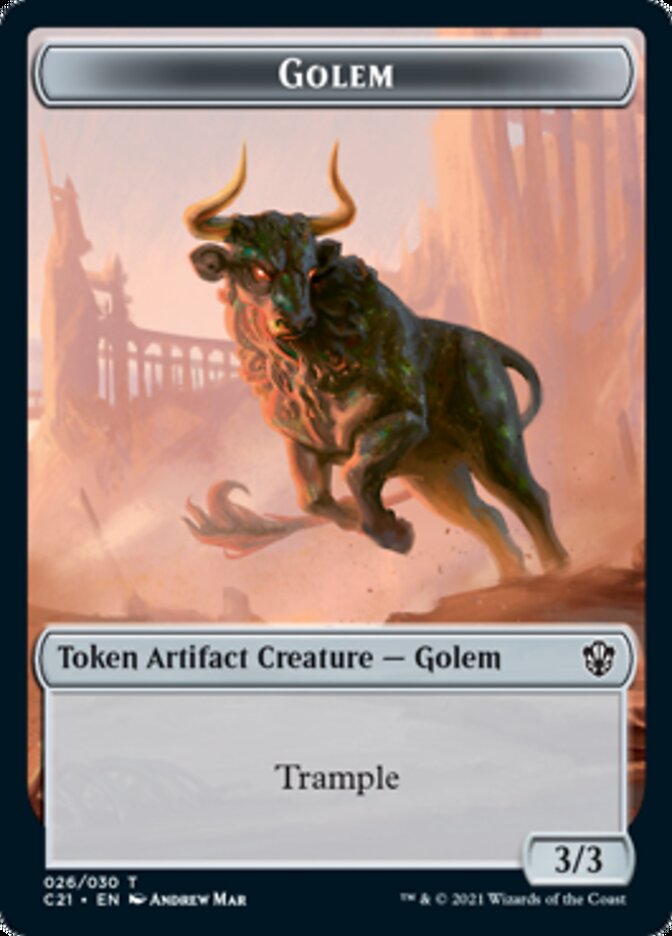 Golem (026) // Thopter Token [Commander 2021 Tokens] | Cards and Coasters CA