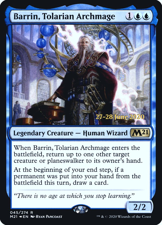 Barrin, Tolarian Archmage  [Core Set 2021 Prerelease Promos] | Cards and Coasters CA
