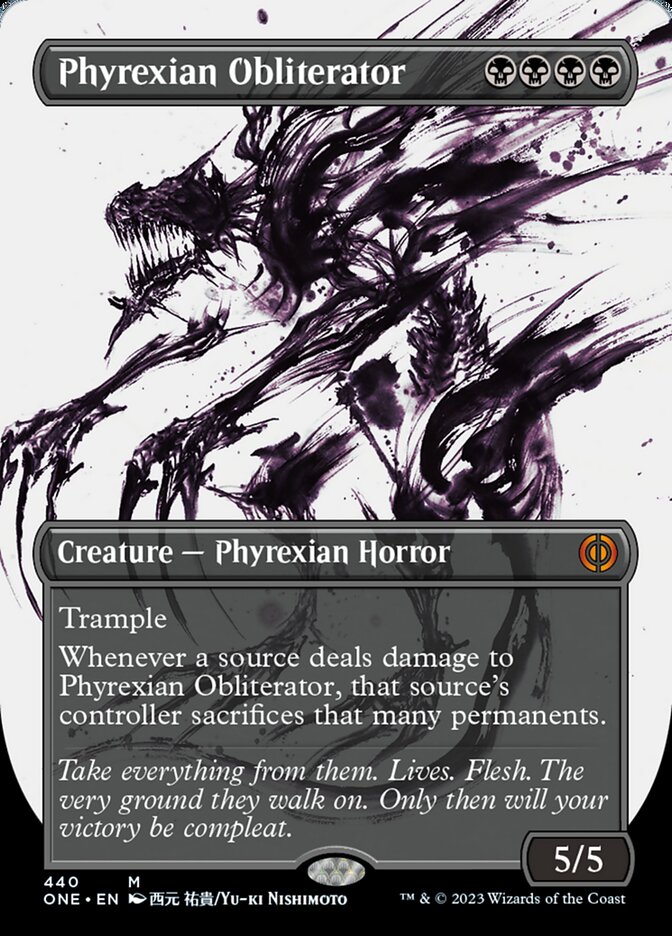 Phyrexian Obliterator (Borderless Ichor Step-and-Compleat Foil) [Phyrexia: All Will Be One] | Cards and Coasters CA