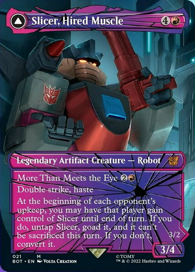 Slicer, Hired Muscle // Slicer, High-Speed Antagonist (Shattered Glass) [Universes Beyond: Transformers] | Cards and Coasters CA
