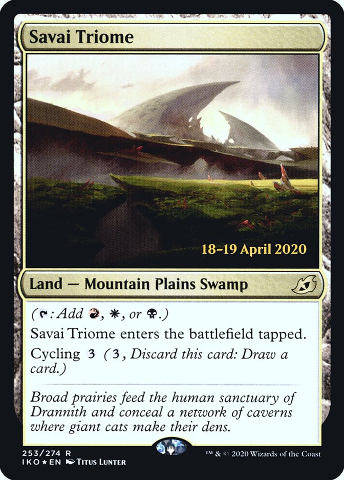 Savai Triome  [Ikoria: Lair of Behemoths Prerelease Promos] | Cards and Coasters CA