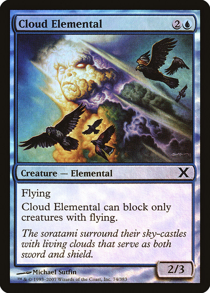 Cloud Elemental (Premium Foil) [Tenth Edition] | Cards and Coasters CA