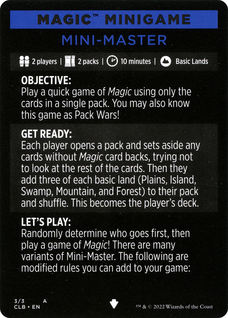 Mini-Master (Magic Minigame) [Commander Legends: Battle for Baldur's Gate Minigame] | Cards and Coasters CA