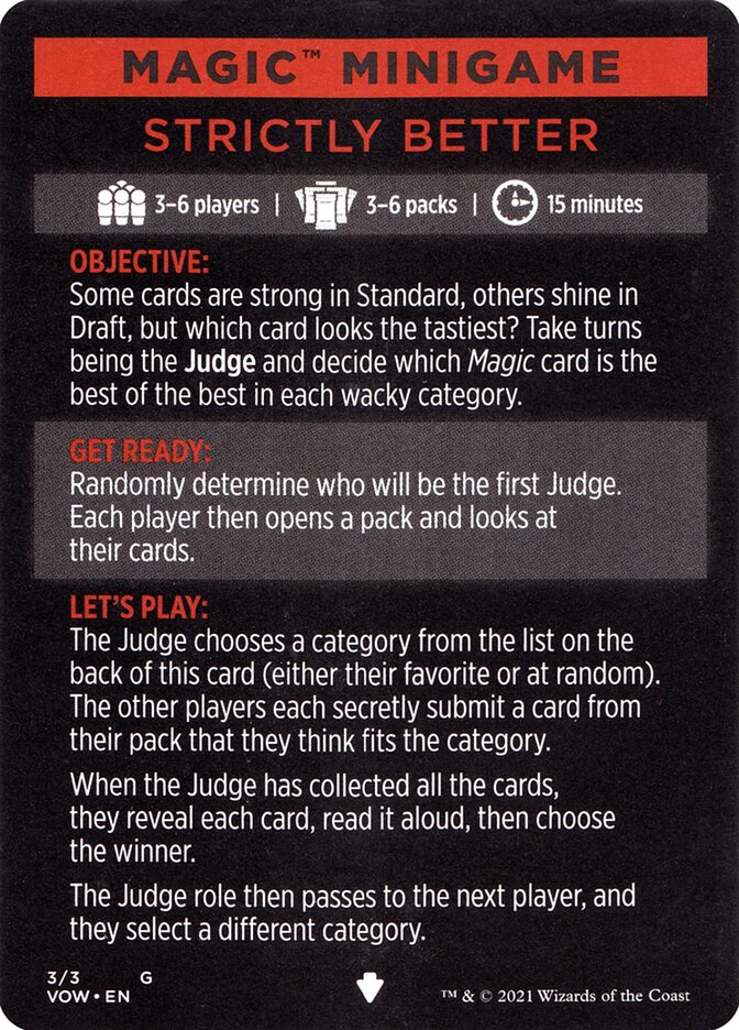 Strictly Better (Magic Minigame) [Innistrad: Crimson Vow Minigame] | Cards and Coasters CA