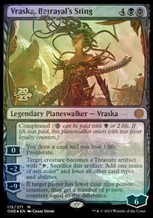 Vraska, Betrayal's Sting [Phyrexia: All Will Be One Prerelease Promos] | Cards and Coasters CA